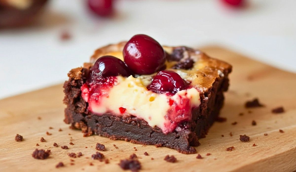 Cherry Cheesecake Brownies with Fresh Cherries Recipe