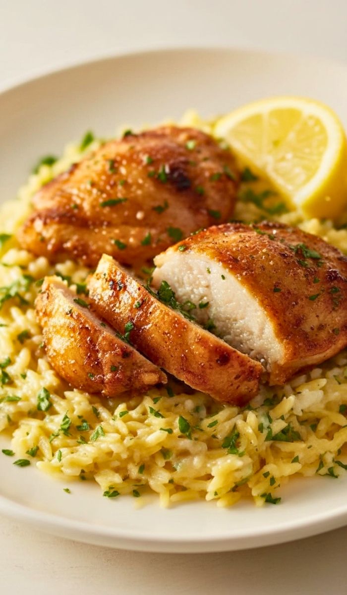 Ina Garten Crispy Chicken with Lemon Orzo Recipe