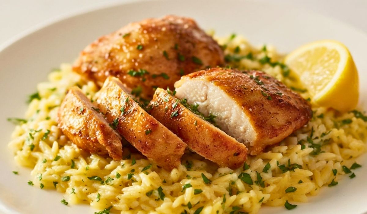 Ina Garten Crispy Chicken with Lemon Orzo Recipe