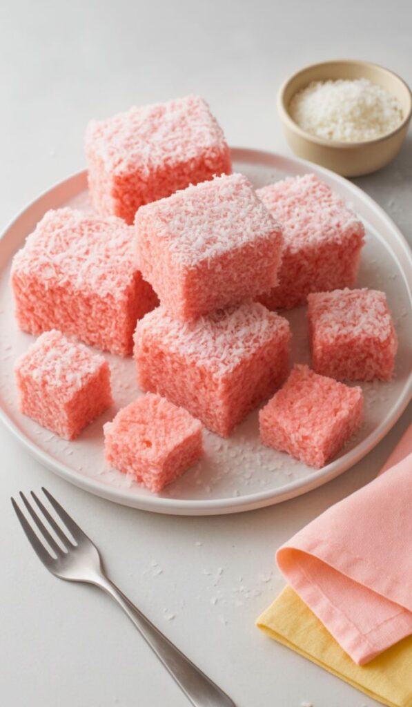 Pink Coconut Snowball Cake Bars Recipe