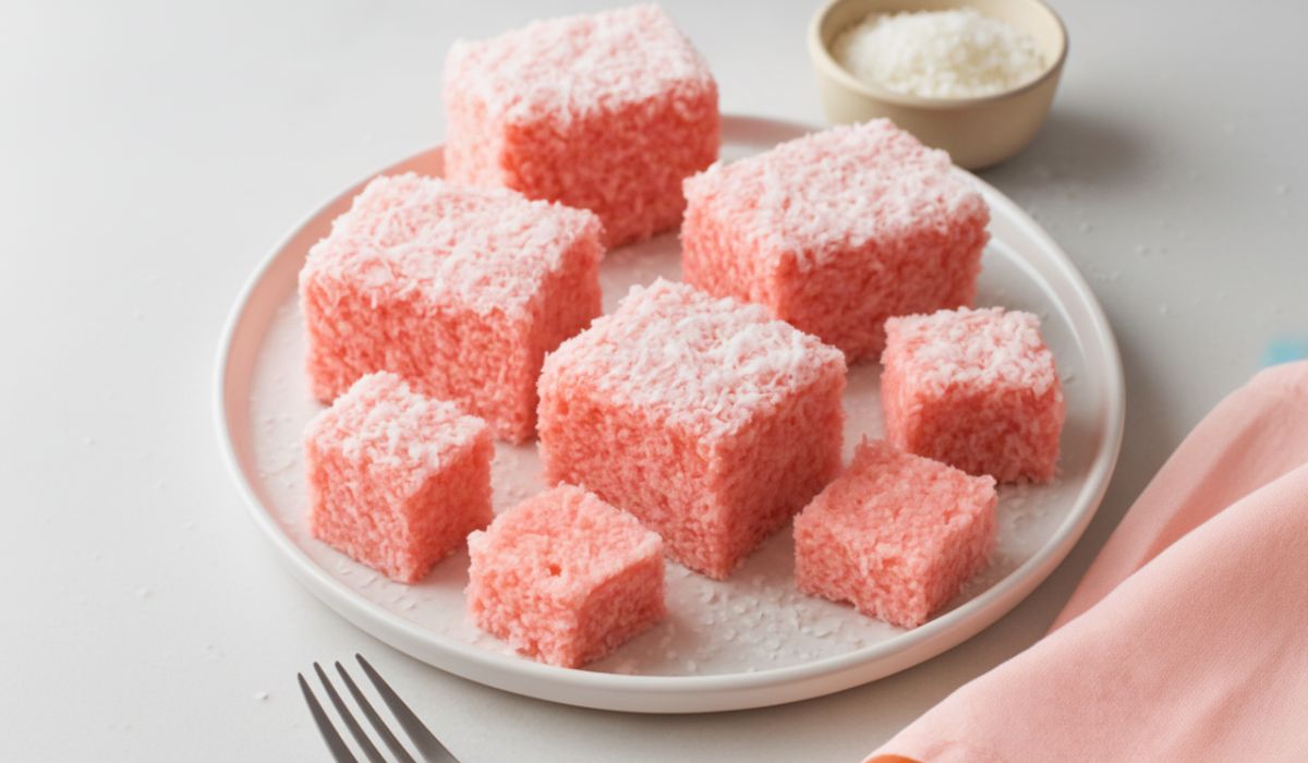 Pink Coconut Snowball Cake Bars Recipe