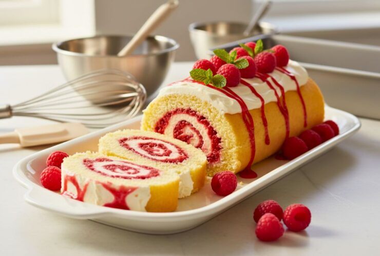 Raspberry Cheesecake Roll Cake Recipe
