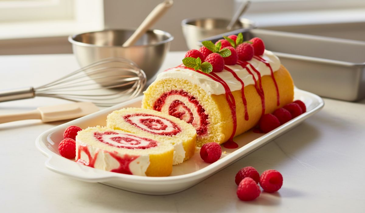 Raspberry Cheesecake Roll Cake Recipe