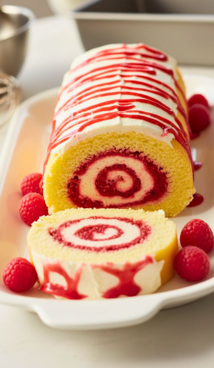 Raspberry Cheesecake Roll Cake Recipe