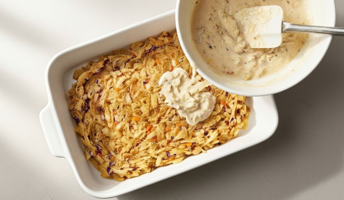 Spread topping on cabbage