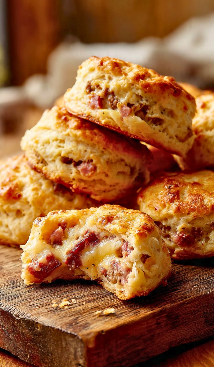 Beef Ham Cheese Butter Biscuits Recipe