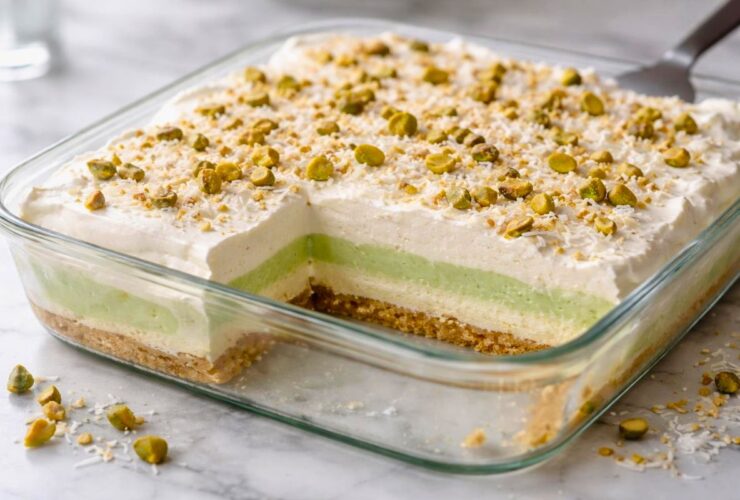 Creamy Coconut Pistachio Pudding Cake Recipe
