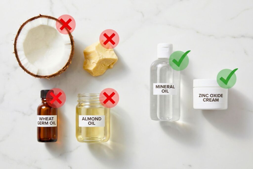 natural ingredients that clog pores like coconut oil