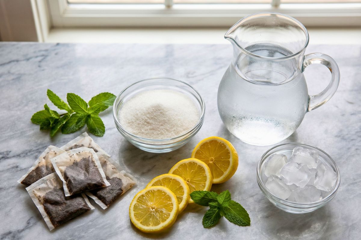Fresh Ingredients for Raising Cane's Sweet Tea Recipe
