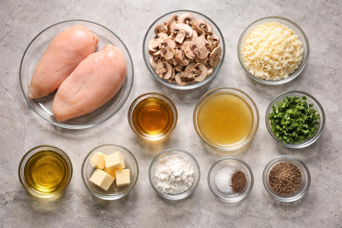 all ingredients for Cooper's Hawk Chicken Madeira